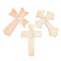 Bright Creations Wood Cross 12 Pack - Light Brown Standing Cross - 7 inches