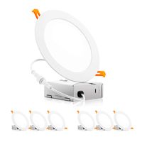 PARMIDA 6 inch 12W LED Recessed Lights Ultra-Thin Ceiling Downlight with Junction Box Dimmable Slim Wafer Low Profile, ETL & ENERGY STAR, 900lm, Can-Less Light, IC Rated, 3000K Soft White - 6 Pack
