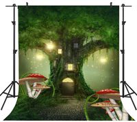 Sensfun 5x7ft Fairytale Tree House Photo Booth Background Wonderland Green Enchanted Fairy Forest Backdrop Cartoon Kids Birthday Party Decorations Studio Photography Props