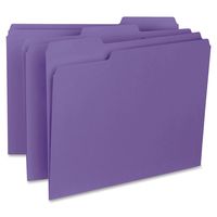 Business Source 1/3-cut Purple Interior File Folders