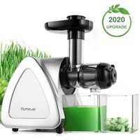 Juicer Machines, Homever Slow Masticating Juicer Extractor Easy to Clean, Cold Press Juicer for All Fruit and Vegetable,BPA-Free, Quiet Motor and Reverse Function with Juice Jug & Brush, Silver