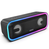 DOSS SoundBox Pro+ Wireless Bluetooth Speaker with 24W Impressive Sound, Booming Bass, Wireless Stereo Pairing, Mixed Colors Lights, IPX5 Waterproof, 15 Hrs Battery Life, 66 ft Bluetooth Range-Black