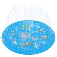 Tobeape Upgraded 68 inches Sprinkle and Splash Play Mat, Inflatable Outdoor Sprinkler Pad Water Toys for Children Blue