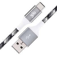 360 Electrical 360654-ST Habitat 4ft Premium Braided Charging Cable with USB-C to USB-A Connectors - Active Collection-Steel