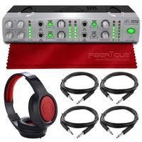 Behringer AMP800 MINIAMP Compact 4-Channel Headphone Amplifier with Headphones & Cables Accessory Bundle