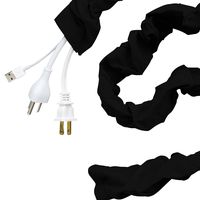 Cordinate Fabric Cord Cover, 6 ft, Hides Cables, Great for Lamps, Light Fixtures, and Desks, Cable Management, Easy Installation, Black, 40729