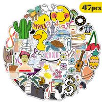 BOENFU Cute Vsco Stickers for Water Bottles, 47 Pack Laptop Stickers Trendy Aesthetic Stickers for Guitar Computer Phone, Water Bottles Stickers for Teens Girls