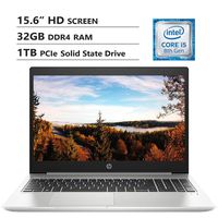 HP ProBook 450 G6 15.6" HD Screen Laptop, Intel Core i5-8265U Up to 3.9GHz, 32GB DDR4 RAM, 1TB PCIe Solid State Drive, Wireless-AC, HDMI, USB 3.0, USB Type-C, Windows 10 Pro, Silver