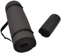 BalanceFrom GoYoga+ All-Purpose 1/2-Inch Extra Thick High Density Anti-Tear Exercise Yoga Mat and Knee Pad with Carrying Strap (Black)