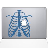 The Decal Guru Ribcage Apple Heart MacBook Decal Vinyl Sticker - 12" MacBook - Light Blue (0223-MAC-12M-LB)