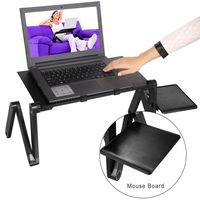 Keland 360 Degree Adjustable Foldable Computer Desk, Portable Lightweight Multifunction Laptop Table Stand with Mouse Board, Black (US Stock)
