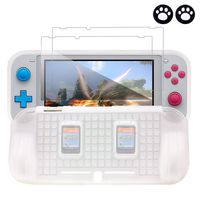BRHE Case for Nintendo Switch Lite with 2 Game Card Storage Slots and Glass Screen Protector, Anti-Scratch Soft TPU Protector Cover Protective Grip for Nintendo Switch Lite Console (White)