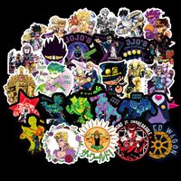Animation Cartoon Sticker Pack Cool Laptop Sticker Vinyl Sticker Bleach StarWar ONE Piece Dragon Ball Christmas Sticker for Snowboard Waterproof Aesthetic Stickers (50Pcs JoJo's Bizarre Adventure)