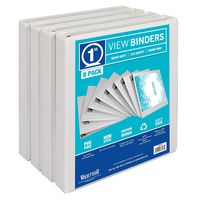 Samsill 3 Ring Durable View Binders - 8 Pack, 1 Inch Round Ring, Non-Stick Customizable Clear Cover, White