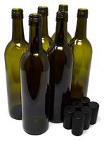 Wine Bottles with Screw Caps, Antique Green, 750ml - Pack of 6