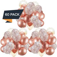 60 Pack Dandy Decor Rose Gold Balloons + Confetti Balloons w/Ribbon | Rosegold Balloons for Parties | Bridal & Baby Shower Balloon Decorations | Latex Party Balloons | Graduation, Engagement, Wedding