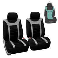 FH Group Sports Fabric Car Seat Covers Pair Set (Airbag Compatible), Gray/Black- Fit Most Car, Truck, SUV, or Van