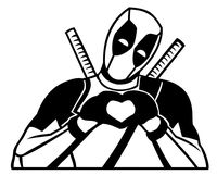 Deadpool Making Heart Sign Car Truck SUV Laptop Mac Toolbox Wall Window Decal Sticker (Black, 5.5")