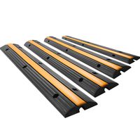 SmarketBuy Rubber Cable Protector Cable Ramps Black Ramp and Yellow lid Connector Speed Bump (4 Pack Single Channel)