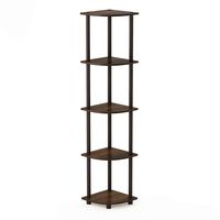 Furinno Turn-N-Tube 5 Tier Corner Display Rack Multipurpose Shelving Unit, Walnut/Brown