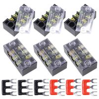 Hilitchi 12pcs 600V 15A 3 Position Double Row Screw Terminal Strip and 400V 10A 12 Postions Red/Black Pre Insulated Terminal Barrier Strip