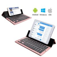 MOSTOP Foldable Keyboard Wireless Bluetooth 3.0 with Kickstand Holder Suppot iOS, Andriod, Windows Made for Smart Phone Tablet (Rose Gold)