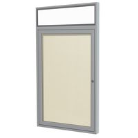 Ghent 3 x 2 Inches Outdoor Satin Frame Enclosed Vinyl Bulletin Board with Headliner, Ivory, Made in the USA
