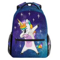 Wamika Dabbing Unicorn Nebula Galaxy School Backpack Waterproof Shoulder Book Bag Gym Backpacks, Blue Space Universe Star Laptop Bag Casual Day Pack Outdoor Travel Sports Bag for Kids Women Men