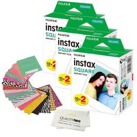 Fujifilm Instax Square Instant Film and Stickers for The Fujifilm instax Square Instant Camera + Quality Photo Microfiber Cloth. 60 Films