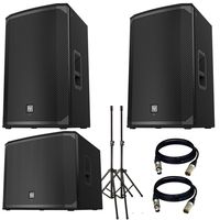 Electro-Voice EKX-12P Powered 12" 2-Way Speaker US.With EKX-18SP Powered 18" Subwoofer, Stand and 2 XLR Cables.