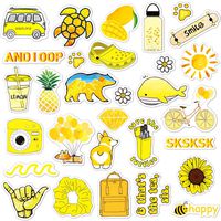 ANERZA VSCO Stickers for Hydro Flask, Vinyl Waterproof Water Bottle Stickers for Hydroflasks, Laptop, Phone, Cute Trendy Aesthetic Yellow Stickers for Teens, VSCO Girl Stuff (40 pcs)