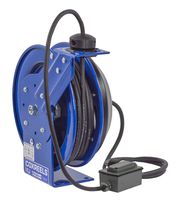 Coxreels PC13-5012-F Power Cord Spring Rewind Reels: Duplex Industrial Receptacle, 50' Cord, 12 AWG