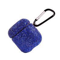 2019 Newest Luxurious Rhinestone AirPods Case with Keychain, Shockproof Protective Premium Crystal Cover Skin for AirPods Charging Case 2 & 1 (Blue C11)