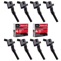 Ignition Coil DG508 and Motorcraft Spark Plug SP479 for Ford 4.6L 5.4L V8 DG457 DG472 DG491 CROWN VICTORIA EXPEDITION F-150 F-250 MUSTANG LINCOLN MERCURY EXPLORER 3W7Z-12029-AA (Set of 8 BLACK)