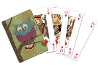 Tree-Free Greetings Standard Playing Card Deck, Whimsical Owl Themed Paul Brent Art (49512)