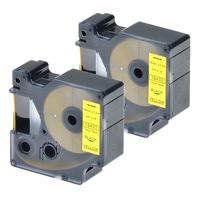 NineLeaf 19mm 5.5m Compatible DYMO 18433 Black Print on Yellow Vinly Label Tape for DYMO LabelManager 350D 360D 420P 450D Printer,2 Pack