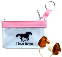 Cute Horse Headphones/Earbuds with Fun Pink Carry Case-Great Horse Gift for Girls