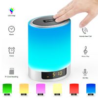 Night Lights Bluetooth Speaker, Touch Sensor LED Table Lamp Dimmable RGB Multi-Color with Alarm Clock, TF Card Slot, Hands-Free Calls, Best Gift for Kids, Party, Bedroom, Outdoor