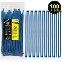 Nylon Zip Ties Heavy Duty- 8 Inch Blue,Multi-Purpose Self Locking Cable Ties， Ultra Strong Plastic Wire Ties with 50 Pounds Tensile Strength, 100 Pieces.