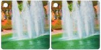 3dRose A beautiful fountain of water on a green pond - Key Chains, 2.25 x 4.5 inches, set of 2 (kc_64407_1)