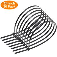OneLeaf Cable Ties 24 Inch Heavy Duty Zip Ties with 200 Pounds Tensile Strength for Multi-Purpose Use, Self-Locking UV Resistant Nylon Tie Wraps, Indoor and Outdoor Tie Wire.30 Pcs Black
