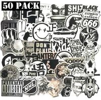 Ehope Metallic Stlye Stickers Laptop Stickers Black and White Vinyl Car Sticker Motorcycle Bicycle Luggage Decal Graffiti Patches Skateboard Cool Stickers for Laptop(Metallic Stlye-50PCS)