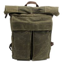 DRF Canvas Backpack Rolltop Rucksack Hiking Waterproof BG243 (Green)