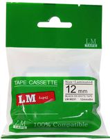 LM Tapes - 1/2" (12mm) Black on White Compatible M Tape for Brother PT-65, PT65 Label Maker
