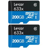 2 Pack Lexar High-Performance microSDXC 633x 200GB Class 10 UHS-I Memory Card (Renewed)