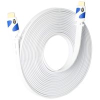 Flat HDMI Cable Postta 40 Feet Flat HDMI 2.0 Cord Support 4K, Ultra HD, 3D, 2160p, 1080p, Ethernet and Audio Return-White-Blue