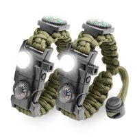LeMotech 21 in 1 Adjustable Paracord Survival Bracelet, Tactical Emergency Gear Kit Includes SOS LED Flashlight, Bigger Compass, Thermometer, Rescue Whistle and Fire Starter - Outdoor Hiking Camping