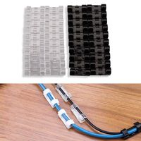 (Pack of 40) Self-Adhesive Cable Clips Organizer Drop Wire Holder Cord Management, Transparent and Black