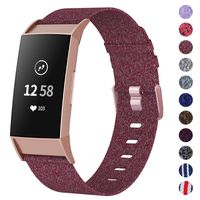 NANW Woven Bands Compatible with Fitbit Charge 3 Bands/Charge 3 SE, Soft Breathable Fabric Replacement Wristbands Strap Sports Accessories for Women Men, Large Small