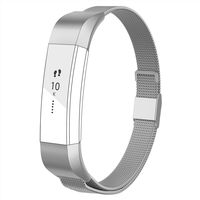 POY Compatible for Fitbit Alta Bands, Stainless Steel Metal Replacement Bracelet Strap with Unique Magnet Lock for Fitbit Alta and Fitbit Alta HR Silver Large